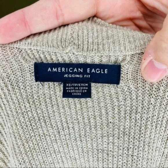 American Eagle Beige Striped Oversized Sweater XS - Picture 4 of 7